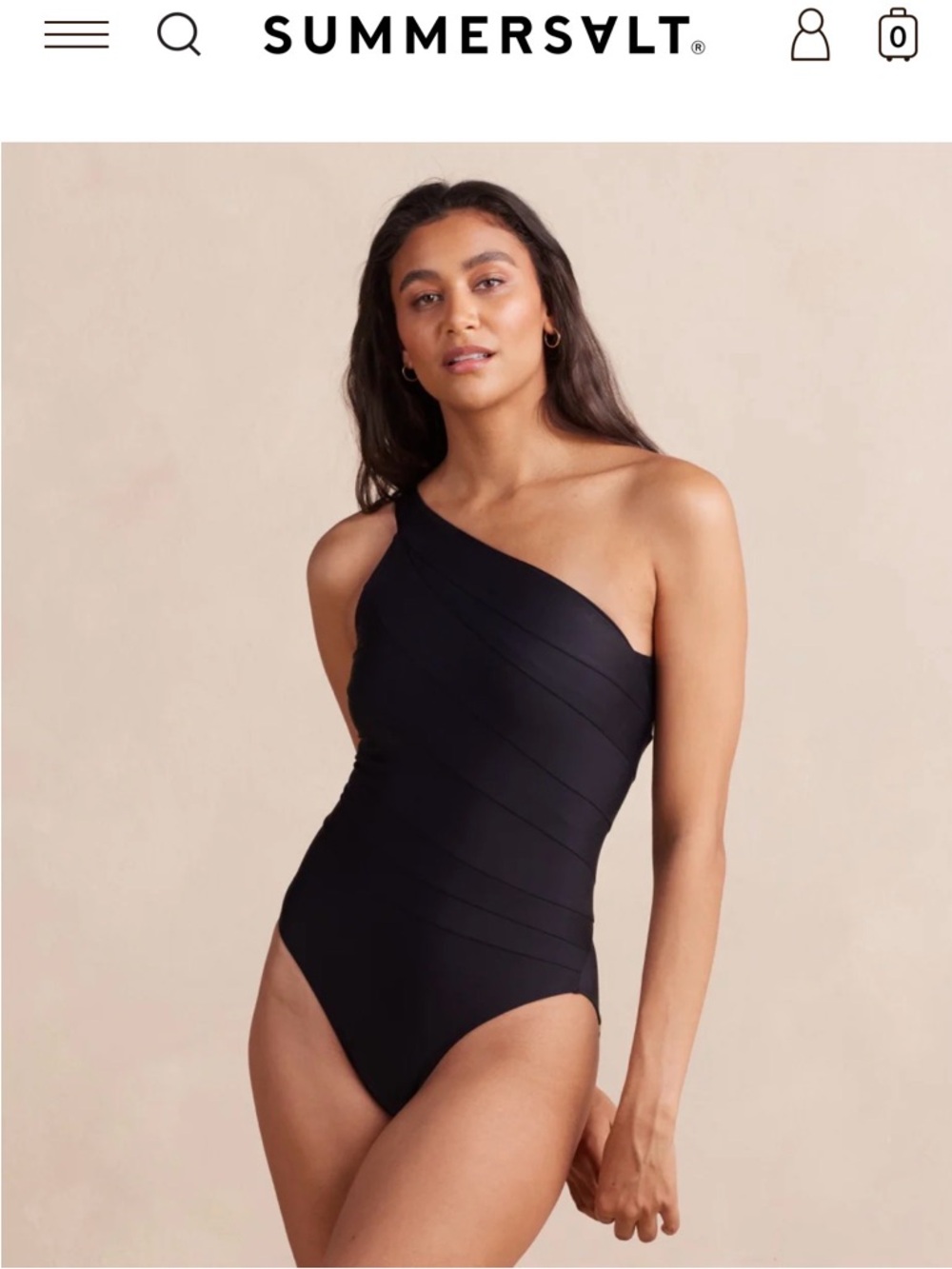 summersalt Black One-Shoulder Ruched One-Piece Swimsuit
